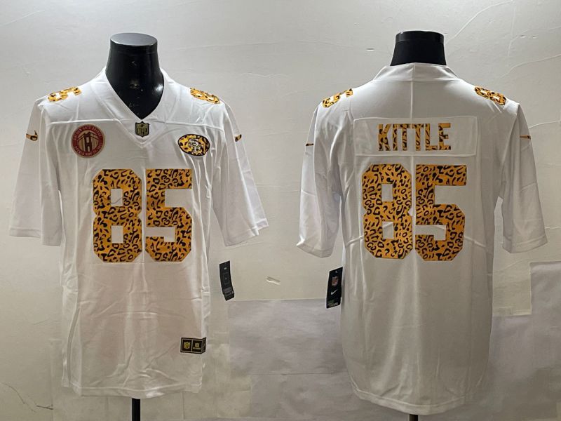 Men San Francisco 49ers #85 Kittle White Panther pattern Nike 2025 Limited NFL Jersey style 5